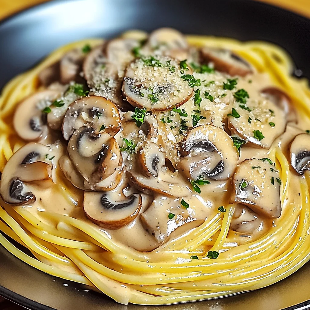 Cremige Spaghetti mit Champignon-Sahnesauce für Genussmoment!