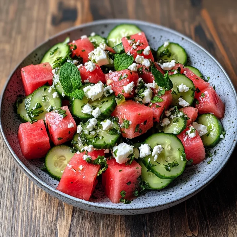 Erfrischender Wassermelonen-Gurken-Salat für den Sommer!