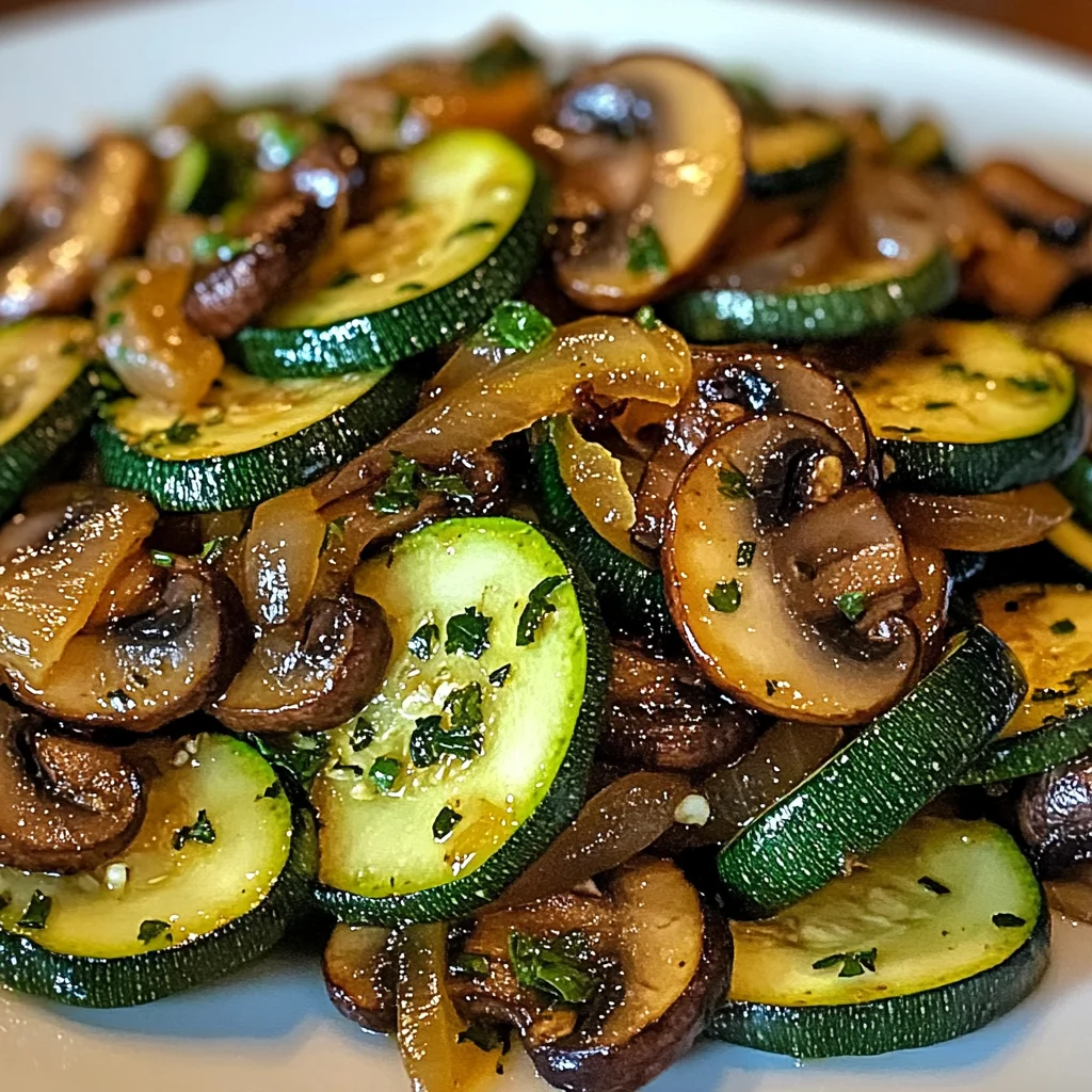 Gebratene Zucchini, Pilze und Zwiebeln für schnelle Küche