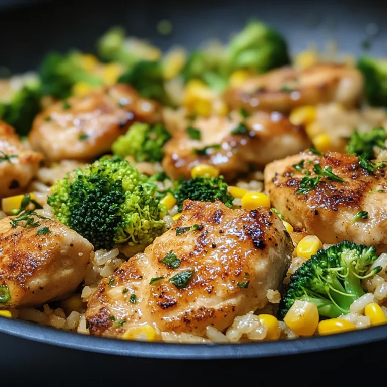 Hähnchen-Reis-Pfanne mit Brokkoli und Mais