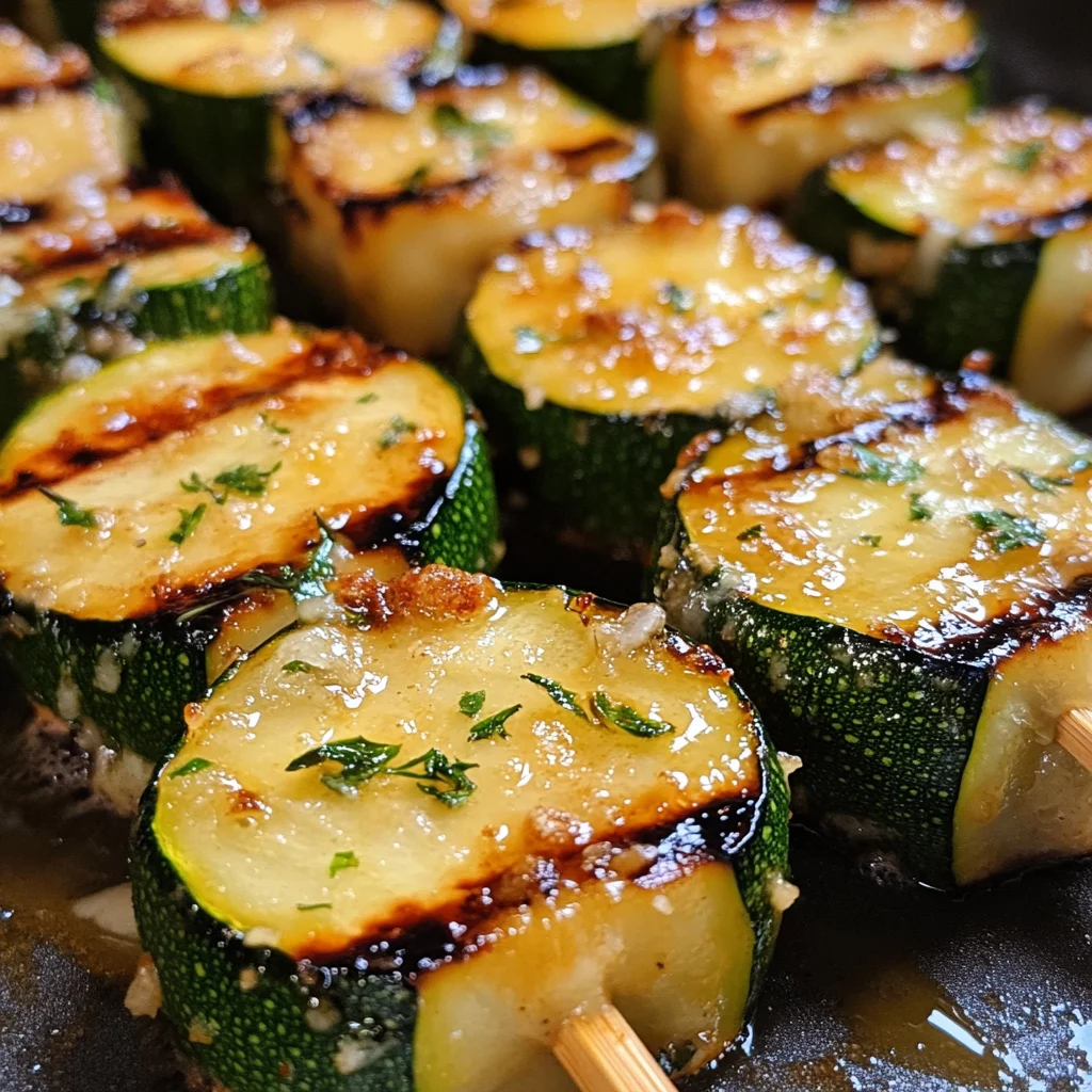 Knoblauchbutter-Zucchini-Spieße mit Parmesan genießen!