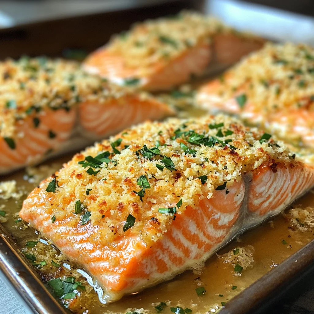 Krosse im Ofen gebackene Parmesan-Krustenlachsfilets