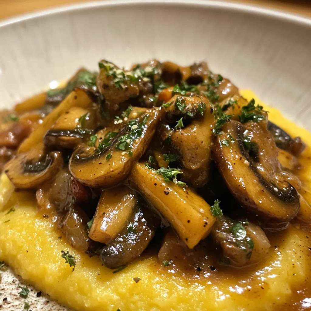 Pilzragout auf Parmesan-Polenta